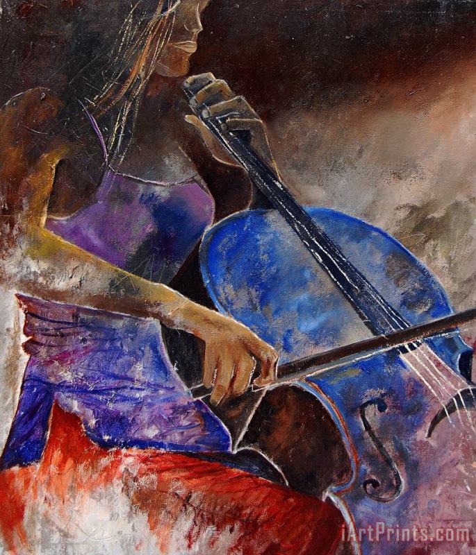 Cello player painting - Pol Ledent Cello player Art Print