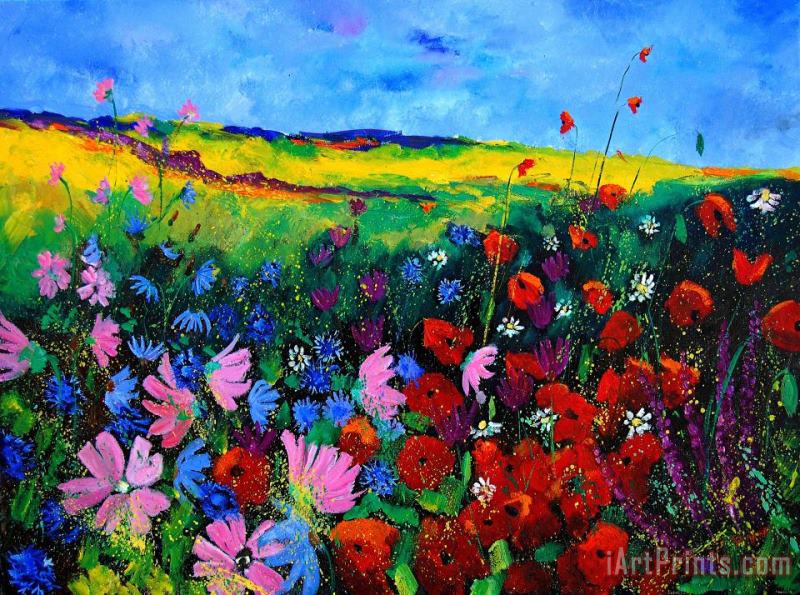 Field flowers painting - Pol Ledent Field flowers Art Print