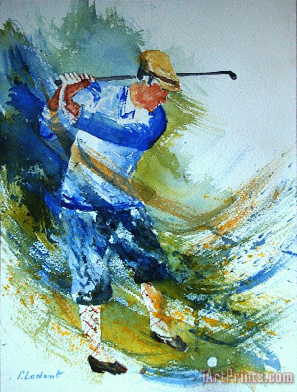 Pol Ledent Golf Player Art Painting