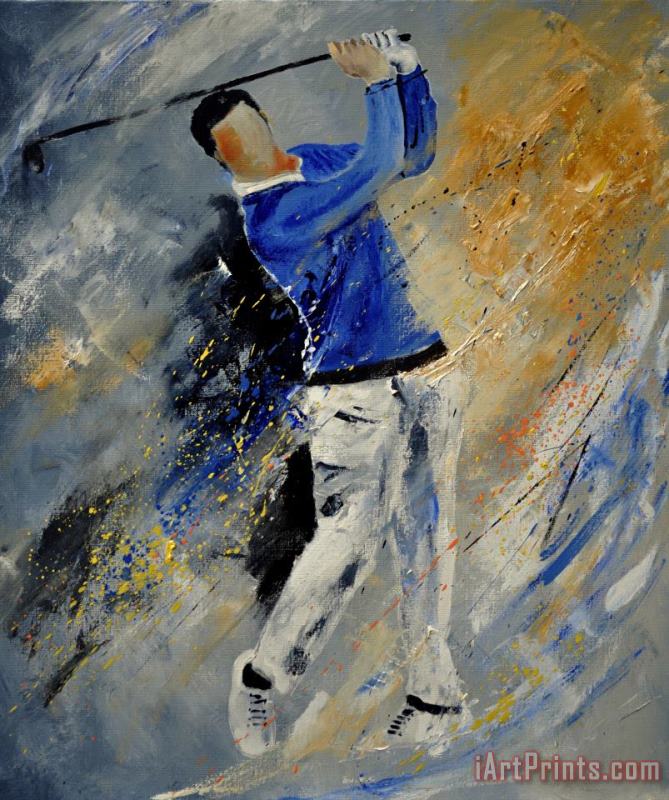 Golfplayer painting - Pol Ledent Golfplayer Art Print