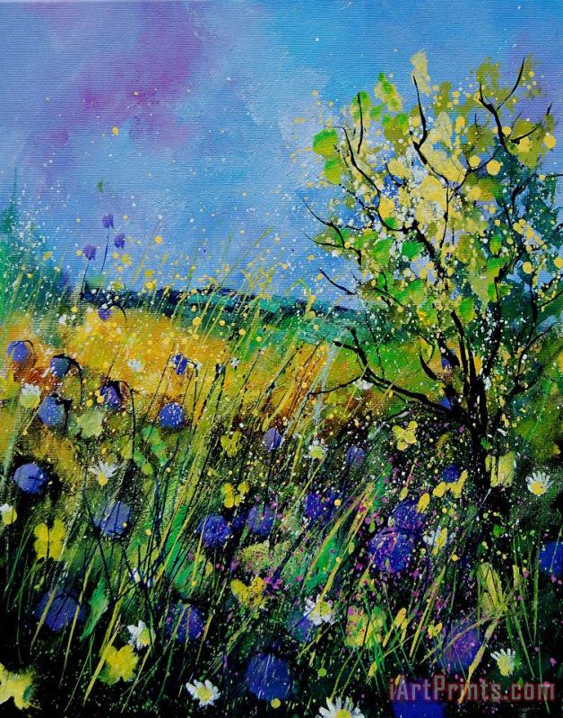 Landscape with cornflowers 459060 painting - Pol Ledent Landscape with cornflowers 459060 Art Print