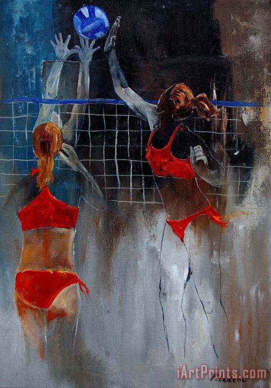 Playing Volley painting - Pol Ledent Playing Volley Art Print