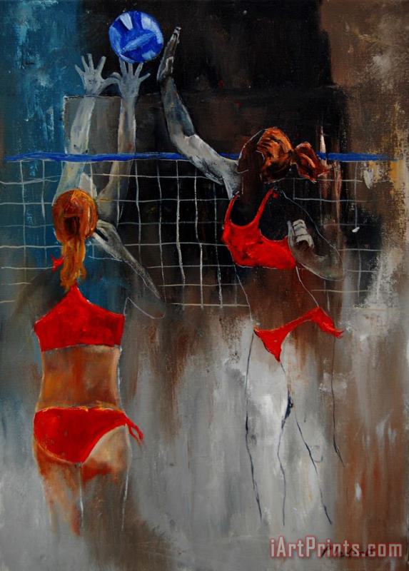 Pol Ledent Playing Volley Art Painting