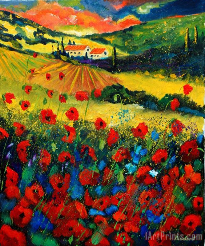 Pol Ledent Poppies In Tuscany Art Print