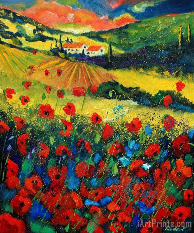 Pol Ledent Poppies In Tuscany Art Painting