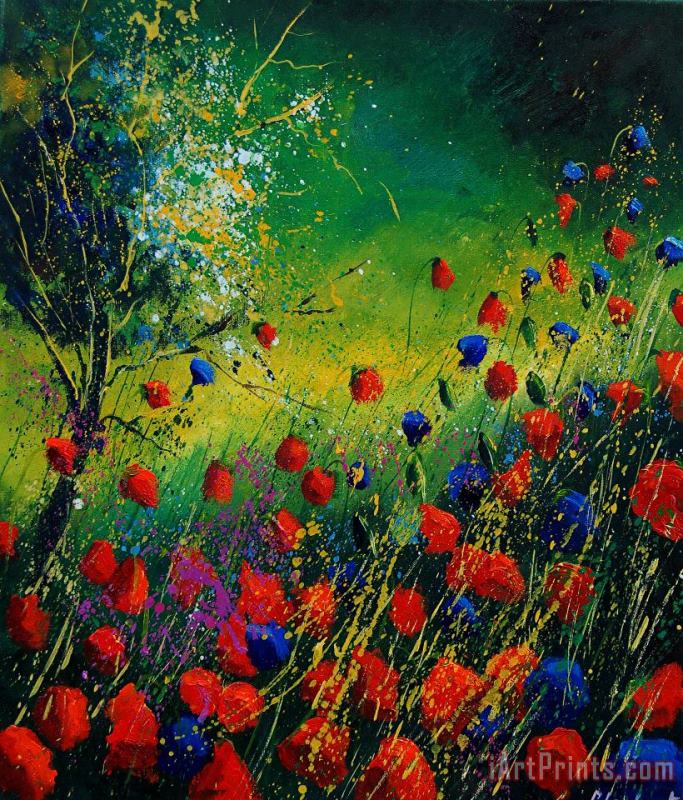 Pol Ledent Red And Blue Poppies 67 1524 Art Print