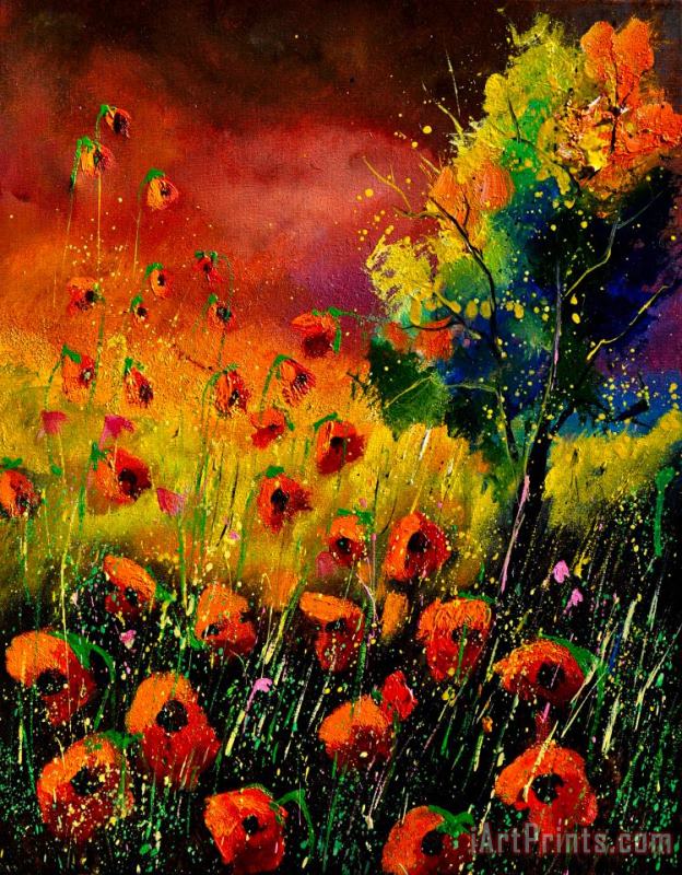 Red Poppies 451130 painting - Pol Ledent Red Poppies 451130 Art Print