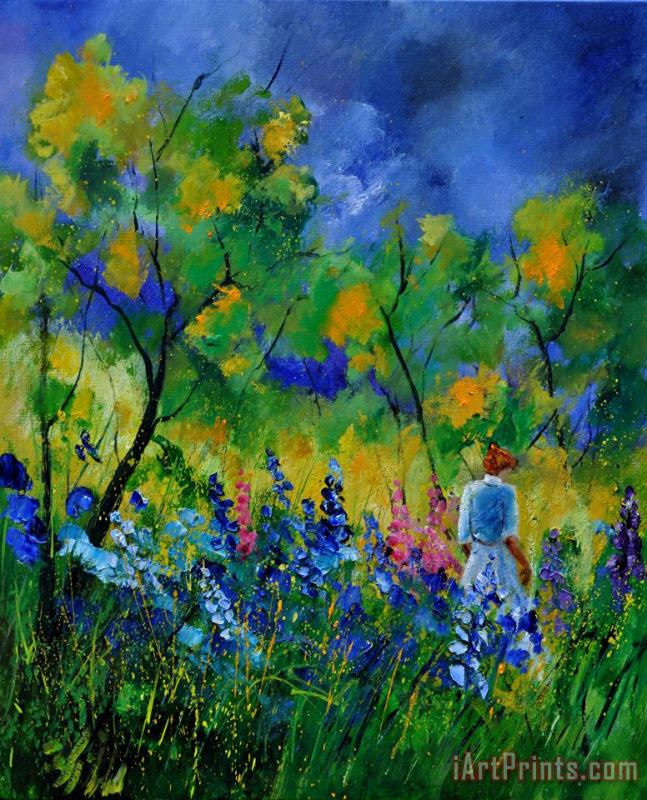 Summer walk in the wood painting - Pol Ledent Summer walk in the wood Art Print
