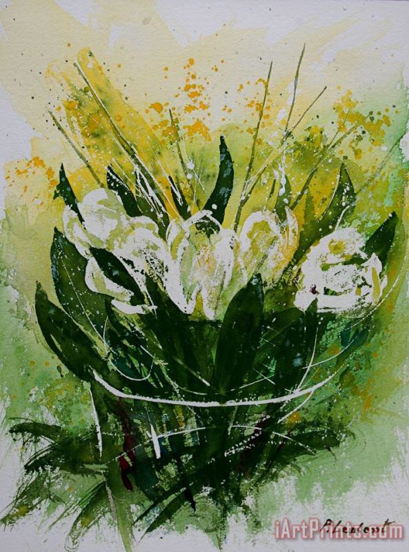 Pol Ledent Watercolor Tulips Art Painting