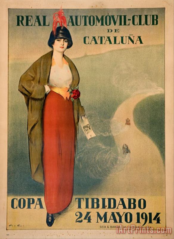 Real Automovil Club De Cataluna. Copa Tibidabo painting - Ramon Casas i Carbo Real Automovil Club De Cataluna. Copa Tibidabo Art Print
