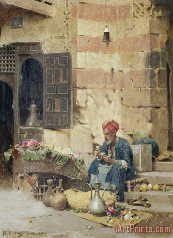 Raphael von Ambros The Flower Seller Art Painting