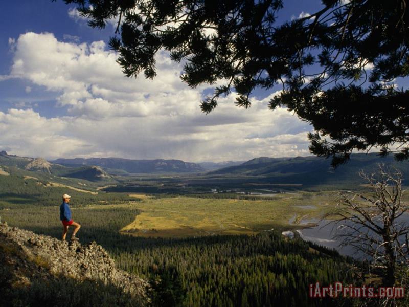Raymond Gehman A Hiker Looks Over The Teton Wilderness Area Wyoming Art Print