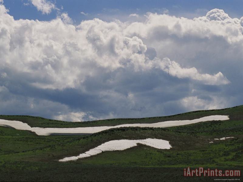 Raymond Gehman Clouds Fill The Sky Over June Snowbanks in Hayden Valley Art Print