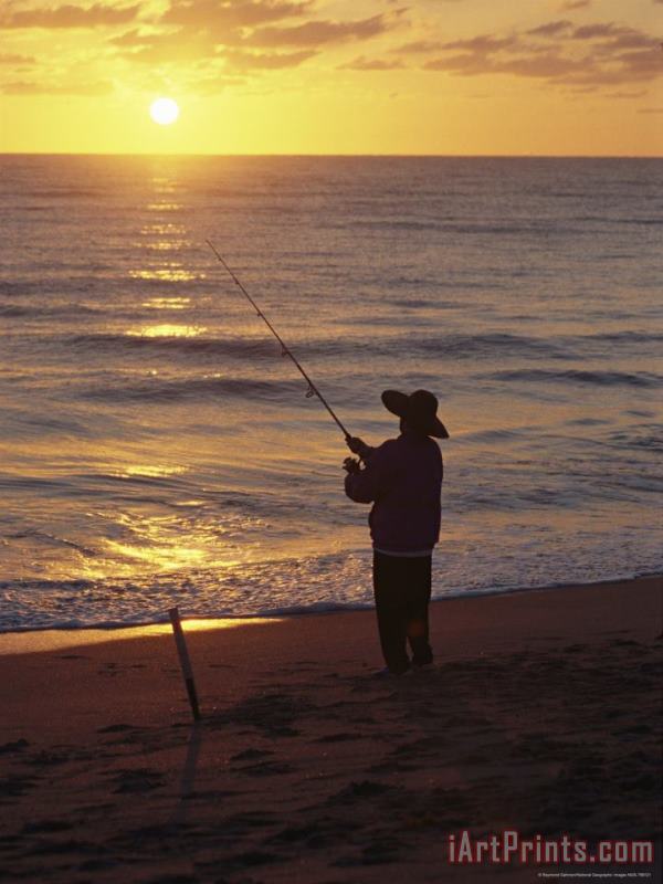 Fishing at Sunrise painting - Raymond Gehman Fishing at Sunrise Art Print