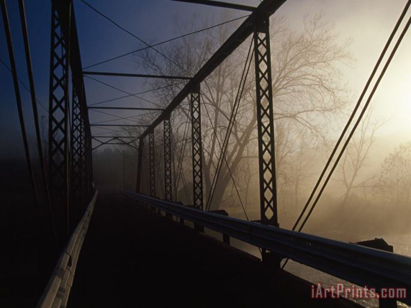 Raymond Gehman Fog at Sunrise From a Bridge Over The Little Tennessee River Art Print