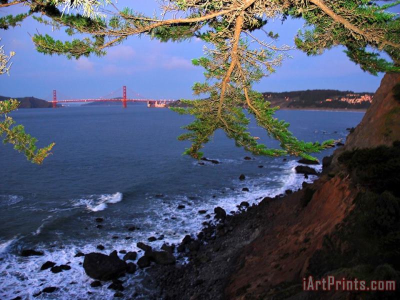 Raymond Gehman Golden Gate Bridge Seen From Legion of Honor Mile Rock Beach Area Art Painting
