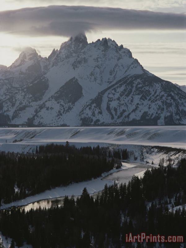 Raymond Gehman Grand Teton Mountain And The Snake River in Winter Art Painting