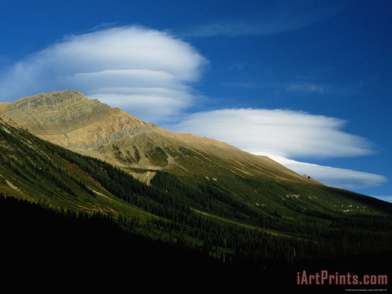 Raymond Gehman High Clouds Over a Mountainous Landscape Art Painting
