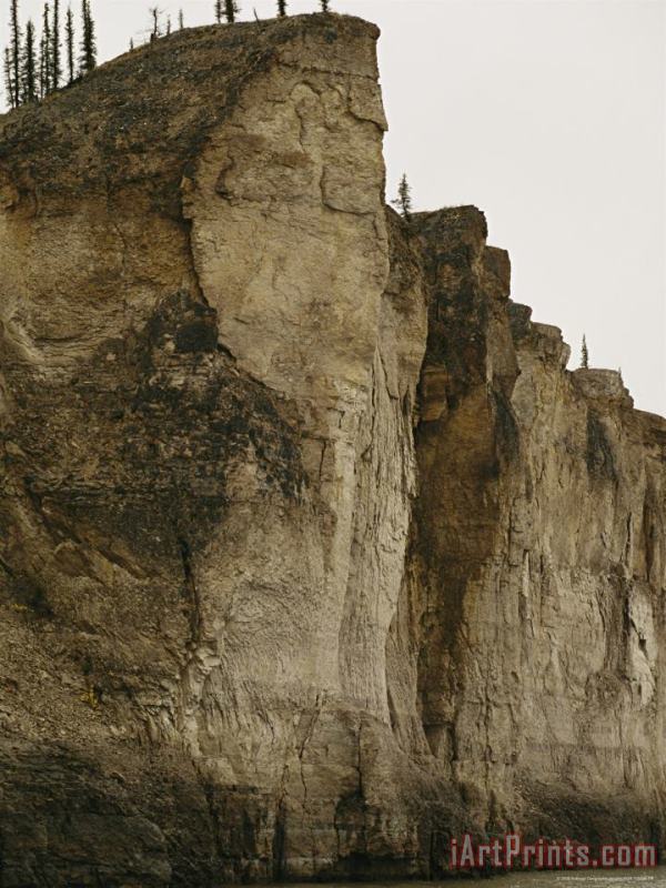 Limestone Cliffs Bordering The Mackenzie River painting - Raymond Gehman Limestone Cliffs Bordering The Mackenzie River Art Print