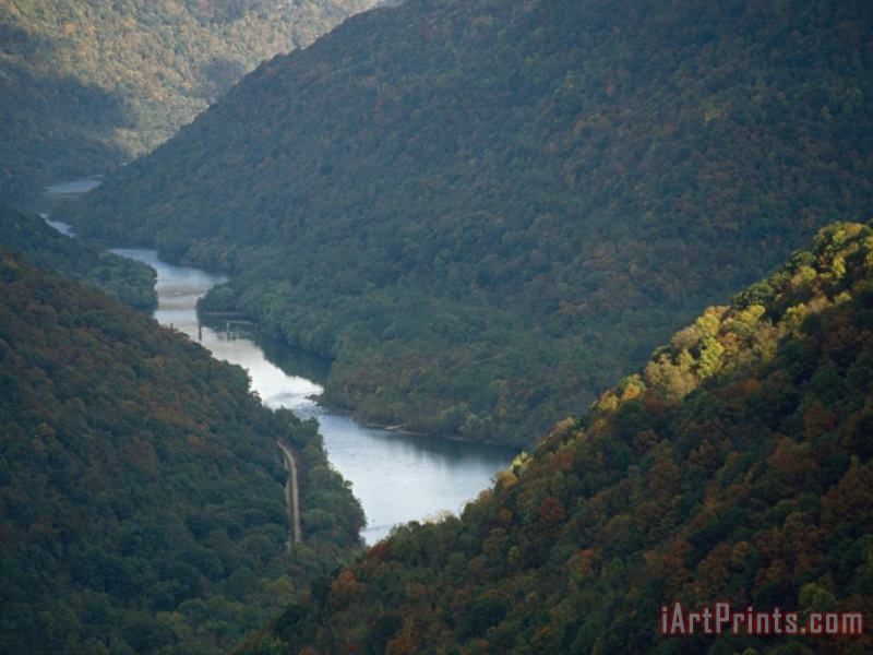 Raymond Gehman Looking Down at The New River Running Through a Mountain Gorge Art Print