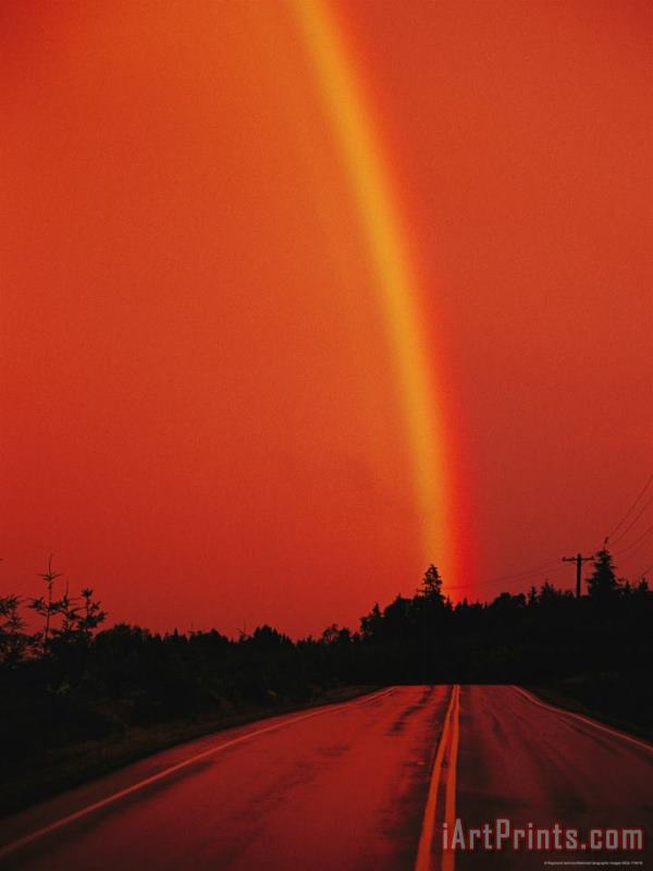 Raymond Gehman Road Heads to The End of a Rainbow Art Painting