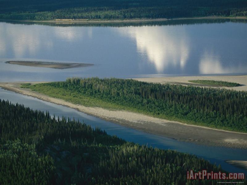 Sandbars Created by The Channels of The Mackenzie River painting - Raymond Gehman Sandbars Created by The Channels of The Mackenzie River Art Print