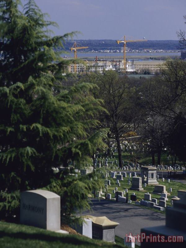 Raymond Gehman The Pentagon Looms Behind Arlington National Cemetery Art Painting