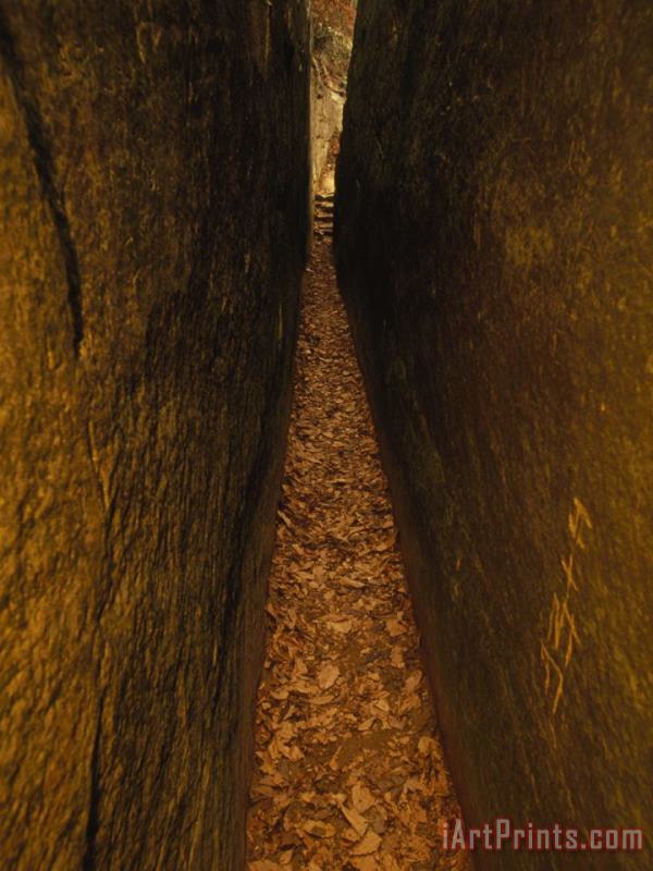Raymond Gehman Trail Through a Narrow Cleft in a 65 Foot High Sandstone Arch Art Print