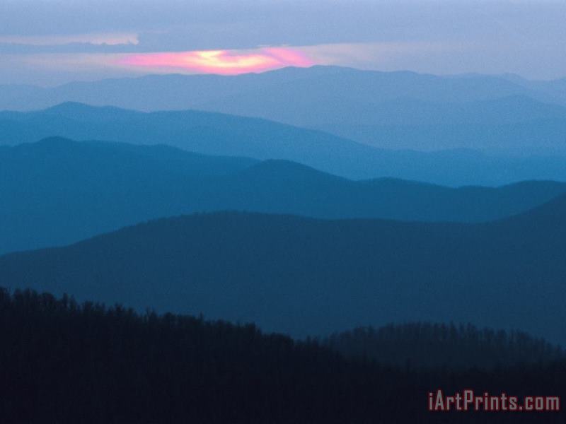Twilight Covers The Ridges of The Blue Ridge Mountains painting - Raymond Gehman Twilight Covers The Ridges of The Blue Ridge Mountains Art Print