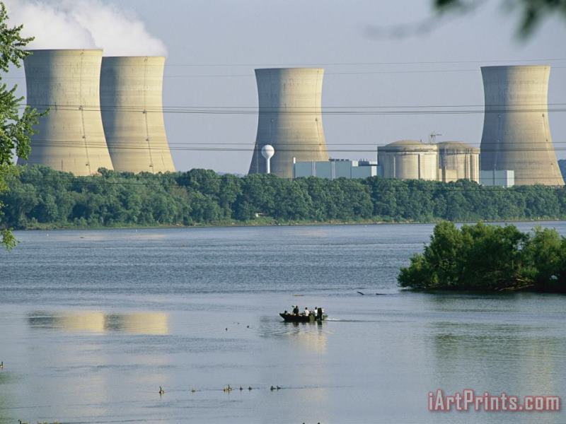 View of Three Mile Island Nuclear Reactor on The Susquehanna River painting - Raymond Gehman View of Three Mile Island Nuclear Reactor on The Susquehanna River Art Print