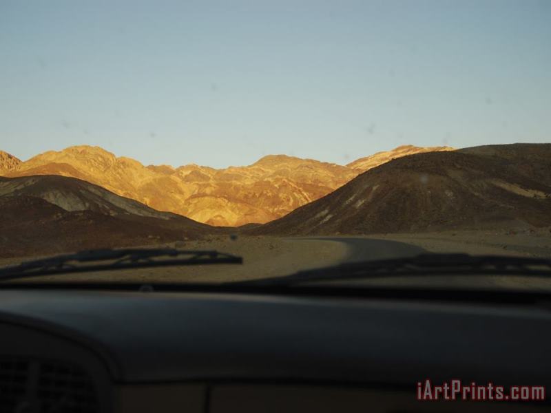 View Through Windshield of Mountainous Death Valley Landscape painting - Raymond Gehman View Through Windshield of Mountainous Death Valley Landscape Art Print