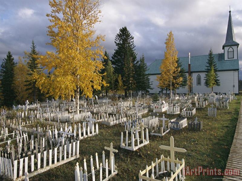 Raymond Gehman White Picket Fences Border Graves at Our Lady of Good Hope Church Art Print