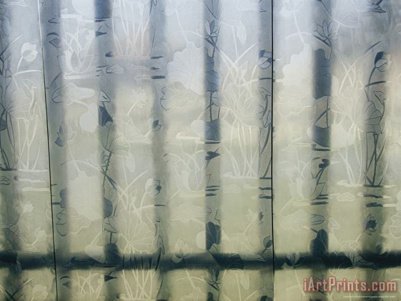 Raymond Gehman Wrought Iron Fence Is Seen Through a Cut Glass Window Art Print