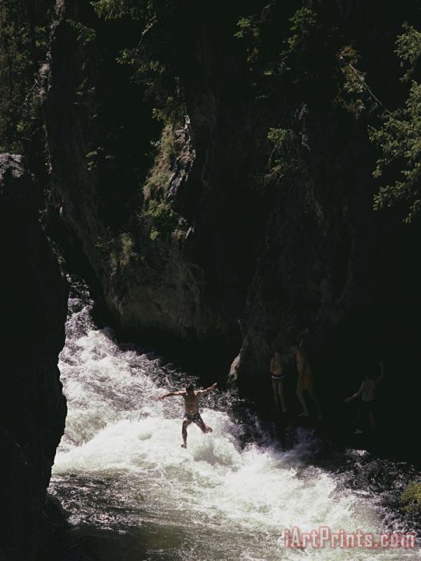 Raymond Gehman Young Boys Swimming in a Rushing Stream Firehole River Yellowstone National Park Wyoming Art Print
