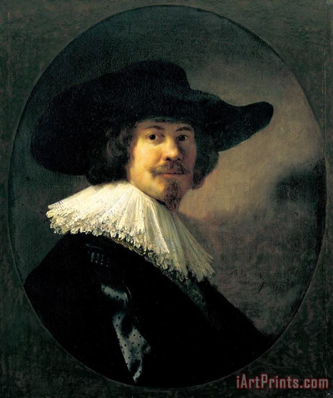 Rembrandt Harmensz van Rijn Portrait of a Man in a Broad Brimmed Hat Art Painting