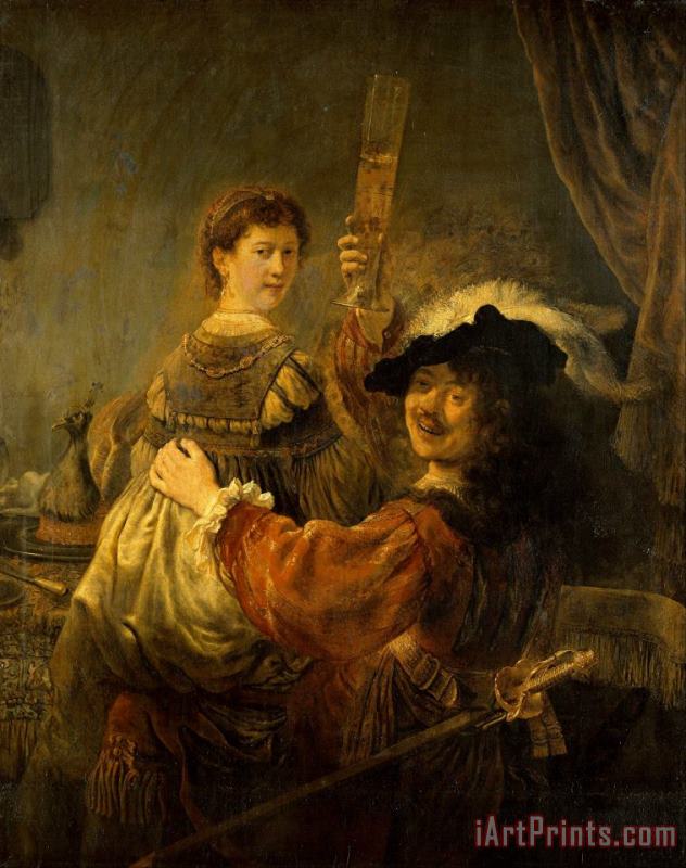 Rembrandt Harmensz van Rijn Rembrandt And Saskia in The Scene of The Prodigal Son Art Print