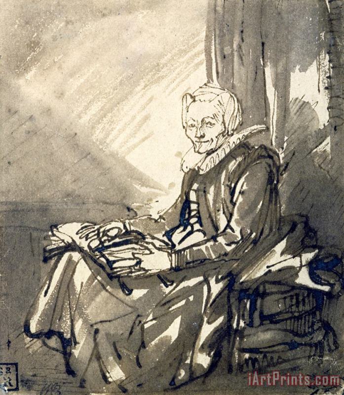 Seated Woman with an Open Book on Her Lap painting - Rembrandt Harmensz van Rijn Seated Woman with an Open Book on Her Lap Art Print