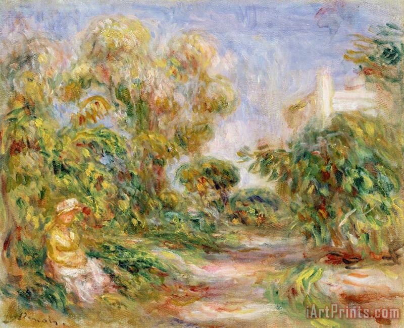 Woman in a Landscape painting - Renoir Woman in a Landscape Art Print