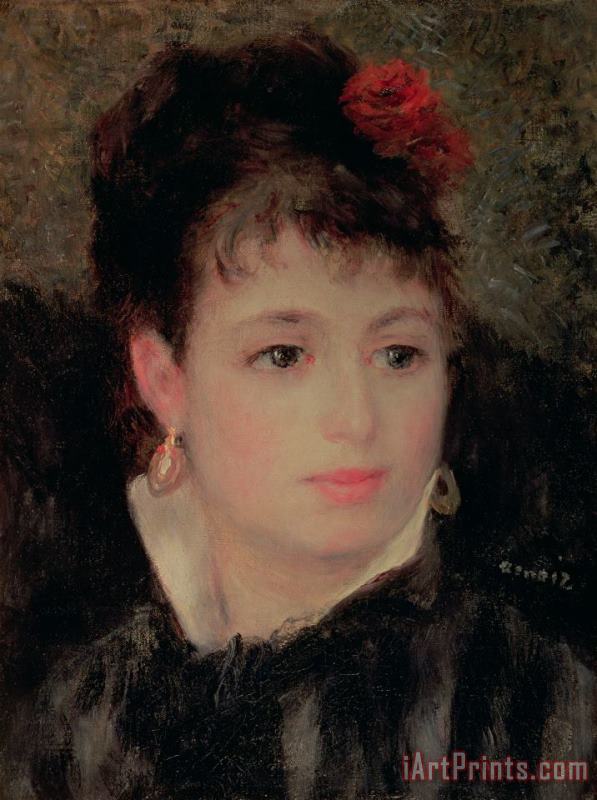 Renoir Woman with a rose in her hair Art Painting