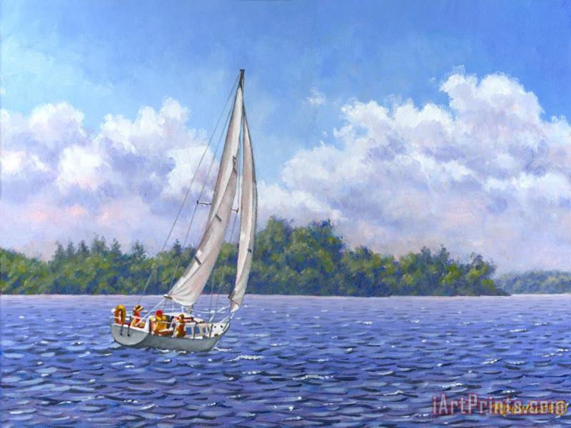 Sailing the Reach painting - Richard De Wolfe Sailing the Reach Art Print