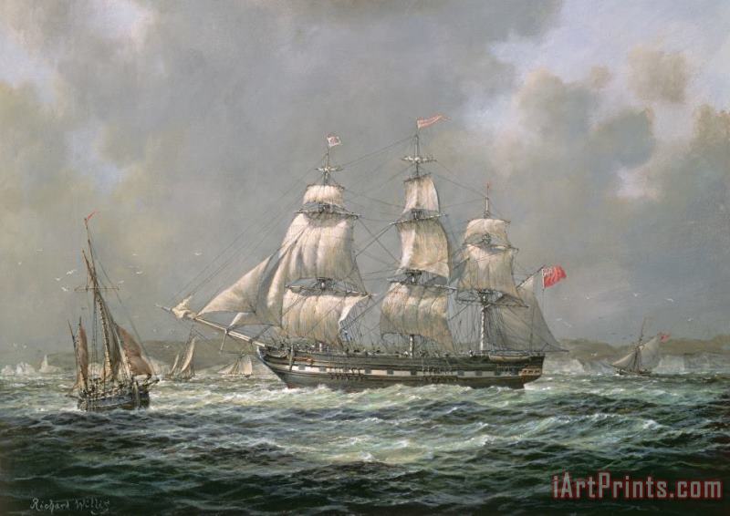 East Indiaman Hcs Thomas Coutts Off The Needles  Isle Of Wight painting - Richard Willis East Indiaman Hcs Thomas Coutts Off The Needles  Isle Of Wight Art Print