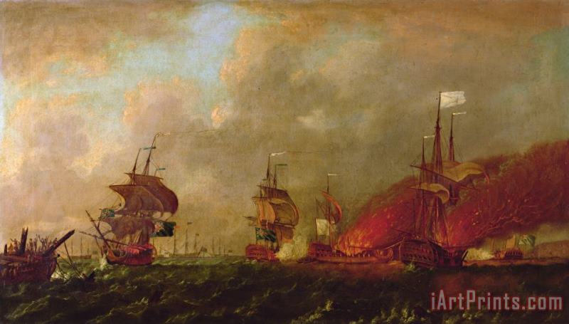 Robert Wilkins Lord Howe and the Comte dEstaing off Rhode Island Art Print