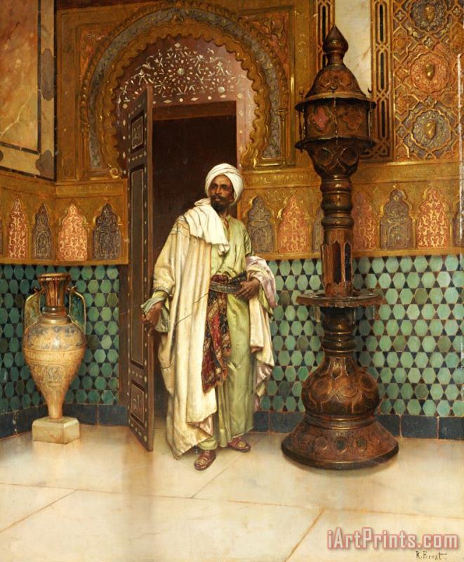 Rodolphe Ernst An Arab in a Palace Interior Art Painting