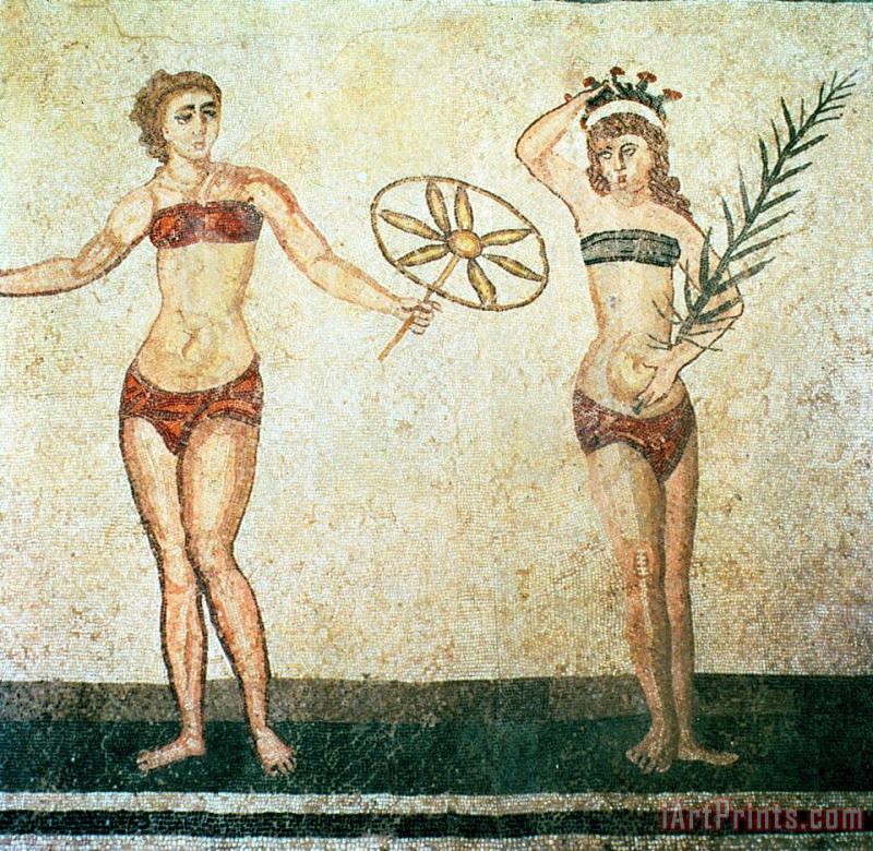 Roman School Women in bikinis from the Room of the Ten Dancing Girls Art Painting