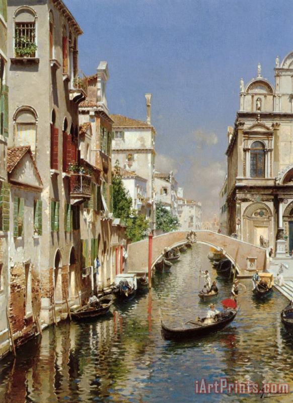 Rubens Santoro A Venetian Canal with The Scuola Grande Di San Marco And Campo San Giovanni E Paolo, Venice Art Painting