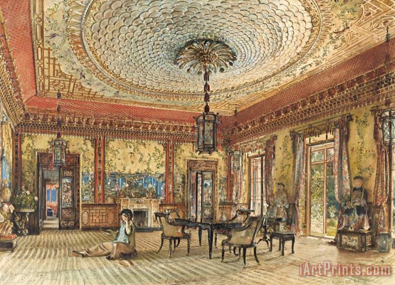 The Japanese Salon, Villa Hugel, Hietzing, Vienna painting - Rudolf von Alt The Japanese Salon, Villa Hugel, Hietzing, Vienna Art Print
