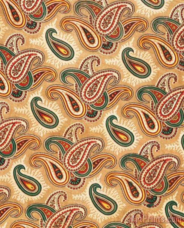 Paisley Patterned Lining Of An Abr Ikat Munisak painting - Russian School Paisley Patterned Lining Of An Abr Ikat Munisak Art Print