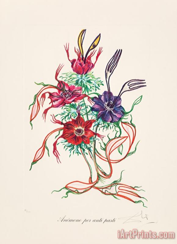 Salvador Dali Anenome Per Anti Pasti, From Florals, 1972 Art Print