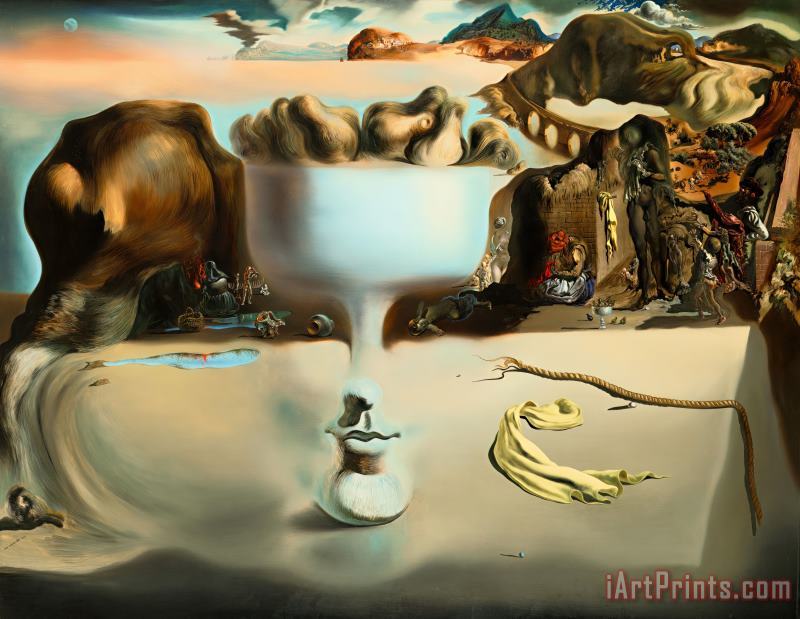 Salvador Dali Apparition of Face And Fruit Dish on a Beach Art Painting