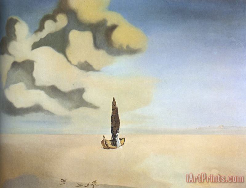 Salvador Dali Figure And Drapery in a Landscape Art Painting